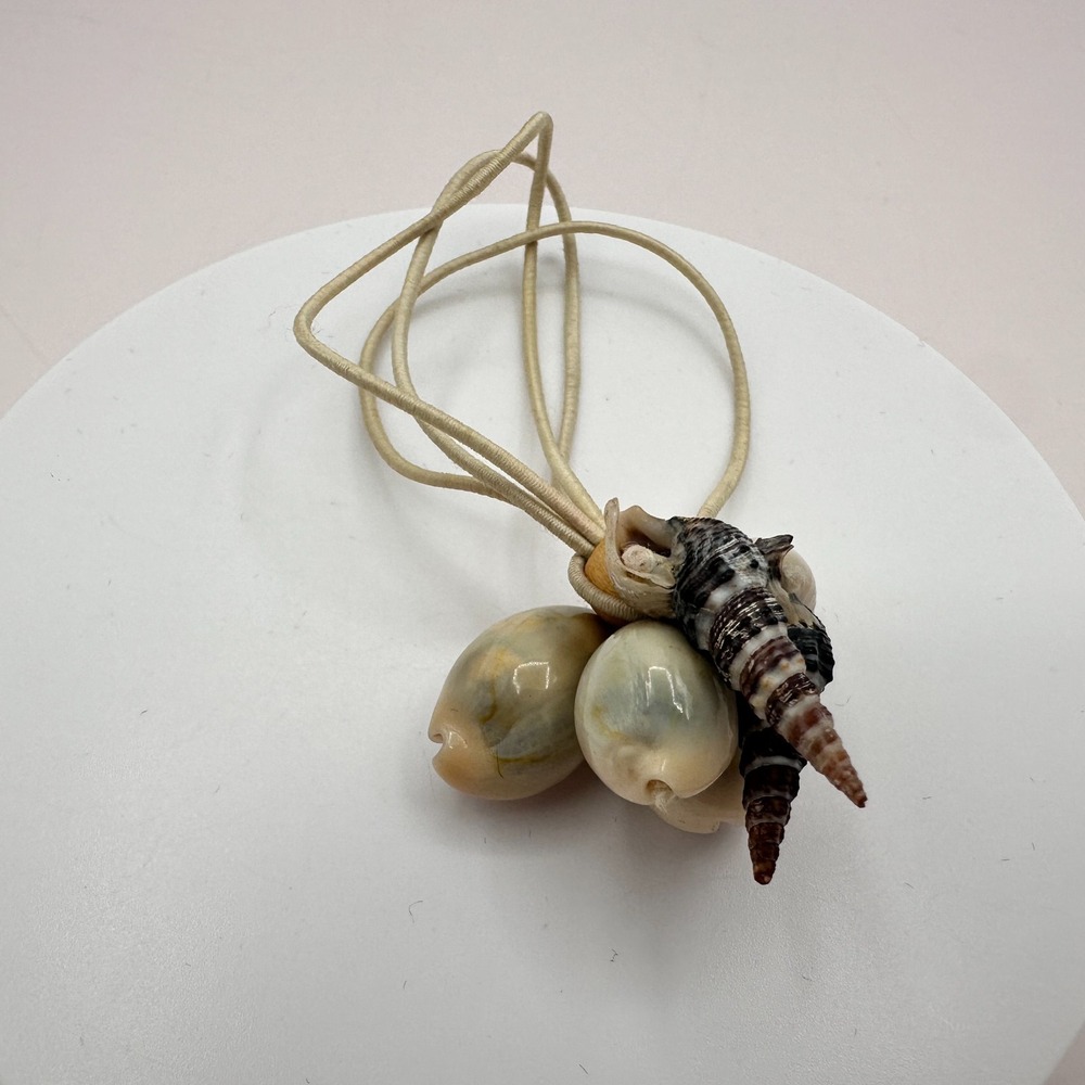 Vintage Y2K Real Cowrie Auger Shell Hair Tie Ponytail Holder Women's Accessory